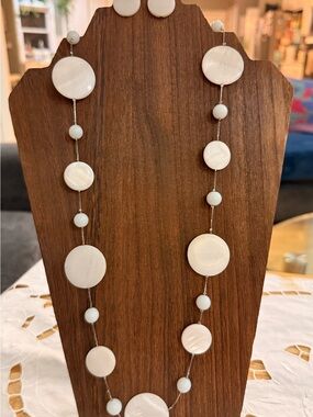 White Disc Bead Long Necklace - Women Jewelry Necklaces